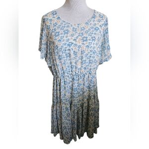 NWT Nemidor Plus Size Floral Blue and White Sun Dress.